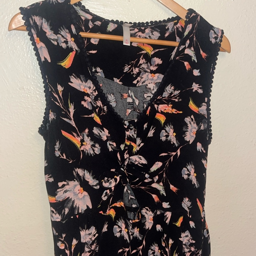 Black and Floral Print Romper